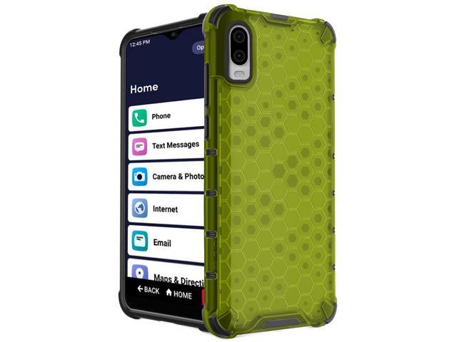 Lime Green Honeycomb Hybrid Case Cover for Lively Jitterbug Smart 3 Phone (2021)