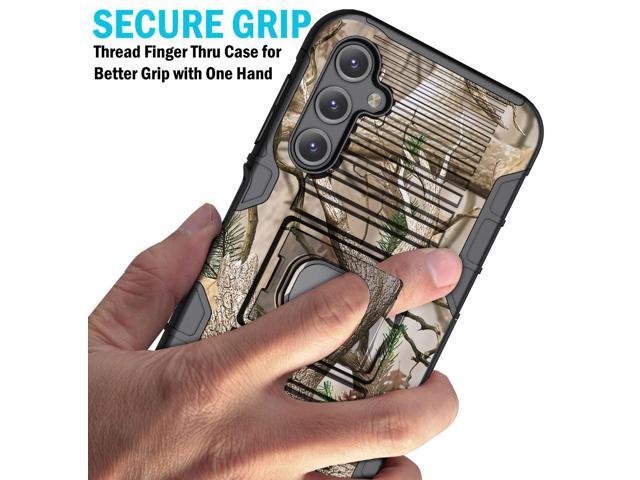 Camo Tree Real Woods Rugged Case with Ring Grip Stand for Samsung Galaxy A14 5G