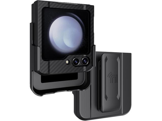 Rugged Case and Belt Clip Holster for Galaxy Z Flip 5 5G - Carbon Fiber Design