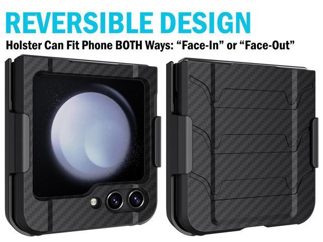 Rugged Case and Belt Clip Holster for Galaxy Z Flip 5 5G - Carbon Fiber Design