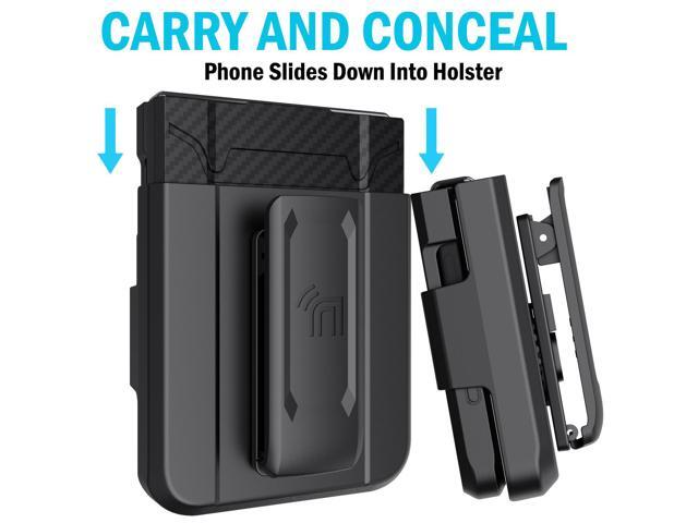 Rugged Case and Belt Clip Holster for Galaxy Z Flip 5 5G - Carbon Fiber Design