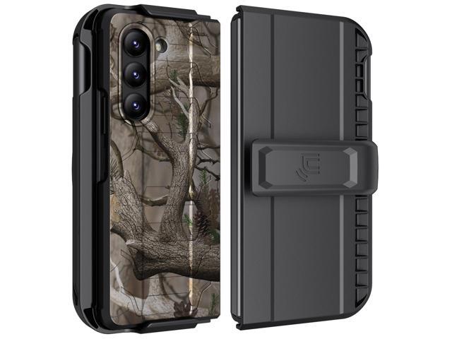 Rugged Case Holster Belt Clip for Samsung Galaxy Z Fold 5 - Outdoor Camo Tree