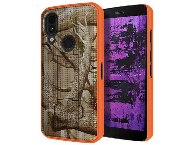 Hunter Orange Camo Tree Hard Case Cover Kickstand for CAT S62 PRO Phone