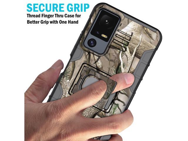 Rugged Case with Ring Grip Stand for Jitterbug Smart 4 / TCL 40XL - Bush Camo