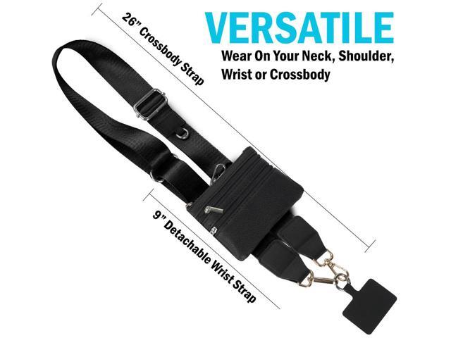 Universal Crossbody Phone Strap for Case with Zipper Pouch - Leopard Print