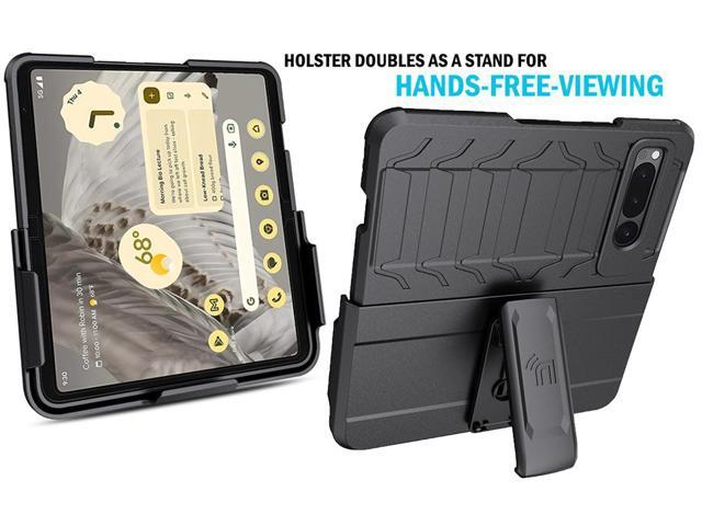 Case and Belt Clip Holster for Google Pixel Fold Phone (2023) - Matte Black