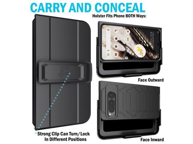 Case and Belt Clip Holster for Google Pixel Fold Phone (2023) - Matte Black