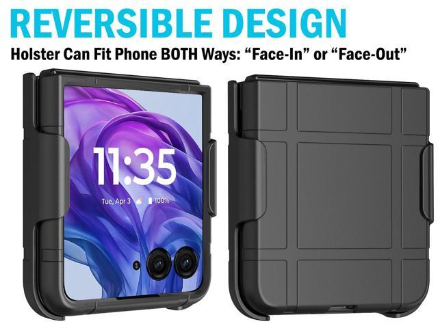 Hard Case and Belt Clip Holster for Motorola RAZR+ 2024/2025 (RAZR PLUS) - Black