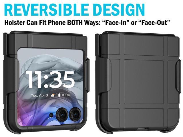 Hard Case Cover and Belt Clip Holster for Motorola RAZR 2024/2025 Phone - Black