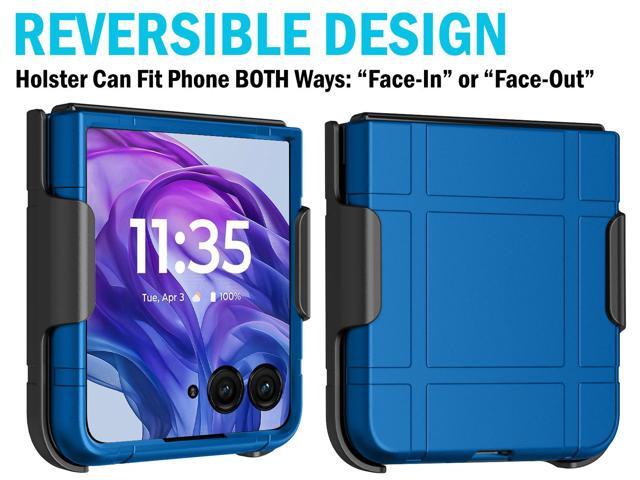 Hard Case and Belt Clip Holster for Motorola RAZR ULTRA 2025 - Blue