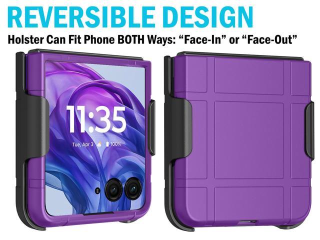Hard Case and Belt Clip Holder for Motorola RAZR+ 2024/2025 (RAZR PLUS) - Purple