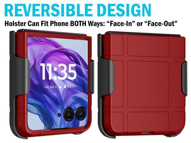 Hard Case and Belt Clip Holster for Motorola RAZR+ 2024/2025 (RAZR PLUS) - Red