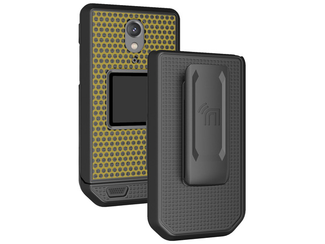 Hard Case and Belt Clip Holster for CAT S22 Flip Phone Communicator, Boldly Gold