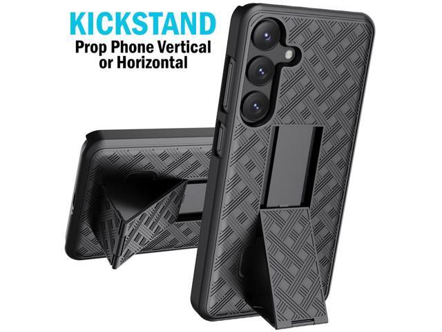Slim Case and Belt Clip Holster Combo for Samsung Galaxy S25 5G Phone - Black