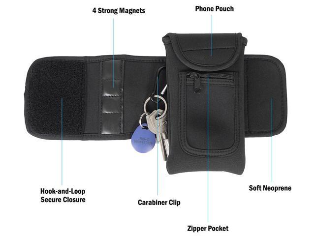 Universal Phone Case Pouch for Water Bottle, Tumbler (Strap, Magnetic) - Black