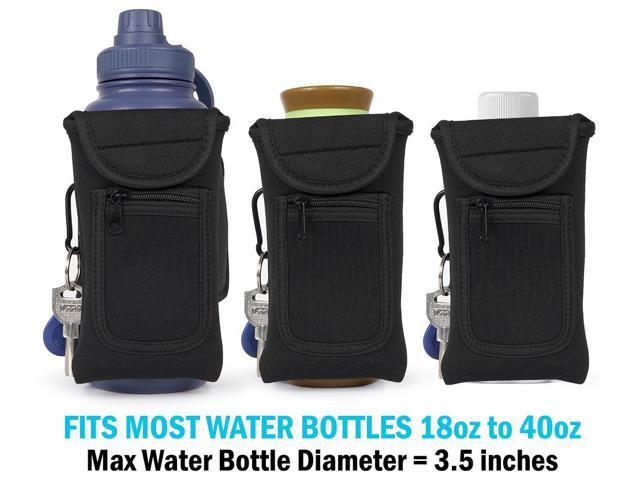 Universal Phone Case Pouch for Water Bottle, Tumbler (Strap, Magnetic) - Black