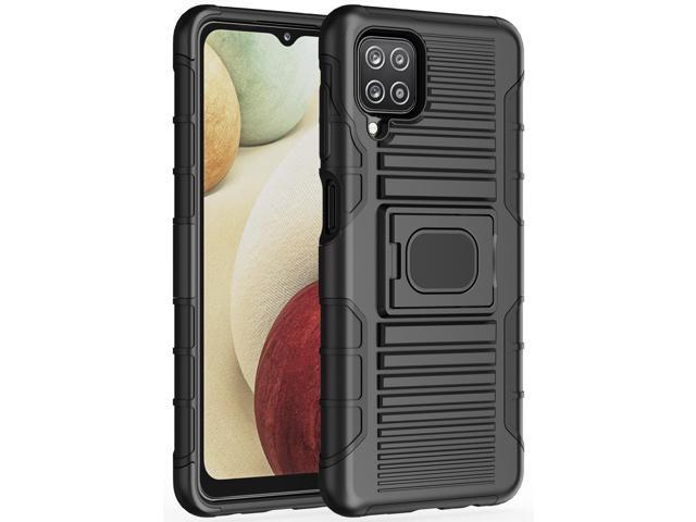 Rugged Case w/ Ring Stand and Screen Protector for Samsung Galaxy A12 5G - Black