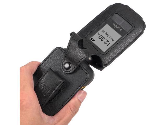 Black Leather Case with Belt Clip Screen Cover for Sonim XP3 Plus 5G Phone X320