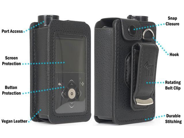Black Leather Case with Belt Clip Screen Cover for Medtronic MiniMed 780G 770G