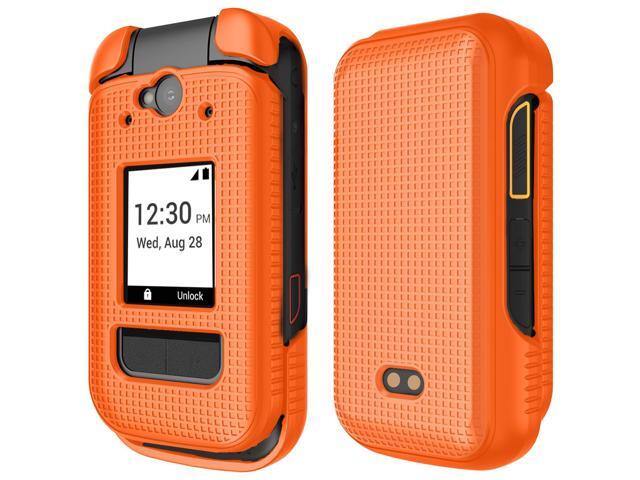 Grid Texture Hard Shell Case Cover for Sonim XP3 Plus 5G (X320) - Bright Orange