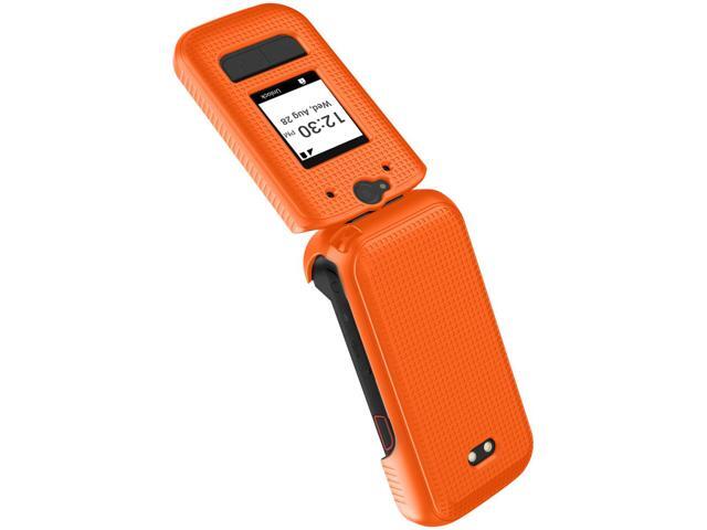 Grid Texture Hard Shell Case Cover for Sonim XP3 Plus 5G (X320) - Bright Orange