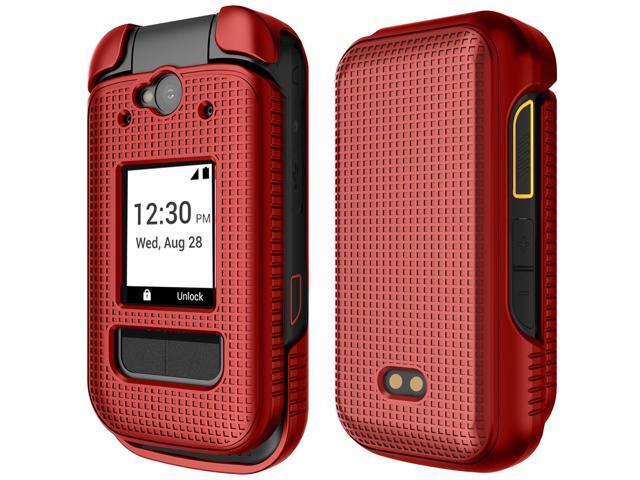 Grid Texture Hard Shell Case for Sonim XP3 Plus 5G Flip Phone (X320) - Bold Red