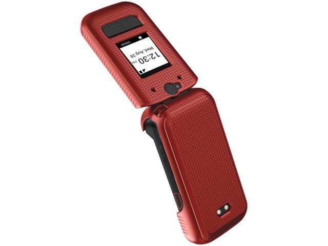 Grid Texture Hard Shell Case for Sonim XP3 Plus 5G Flip Phone (X320) - Bold Red