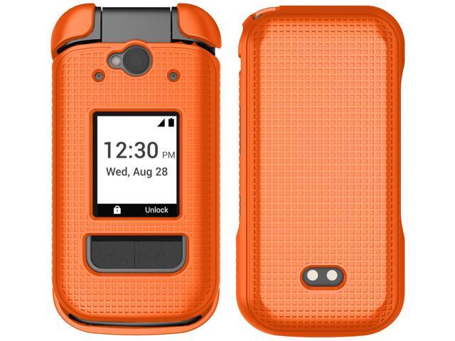 Grid Texture Hard Shell Case Cover for Sonim XP3 Plus 5G (X320) - Bright Orange