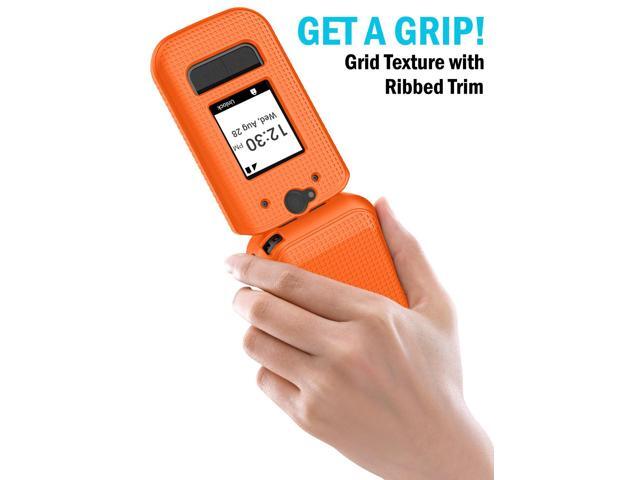 Grid Texture Hard Shell Case Cover for Sonim XP3 Plus 5G (X320) - Bright Orange
