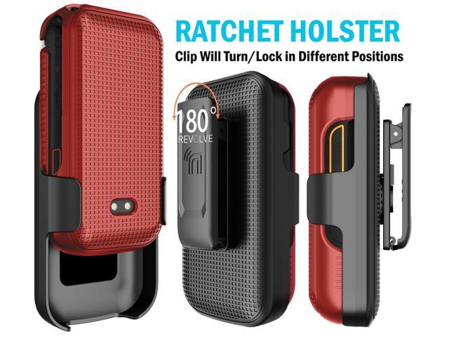 Hard Case and Belt Clip Holster for Sonim XP3 Plus 5G XP3plus X320 - Bold Red