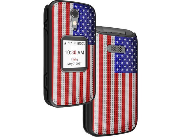 USA Flag Grid Case Slim Hard Shell Cover for Lively Jitterbug Flip 2 Phone