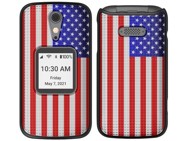 USA Flag Grid Case Slim Hard Shell Cover for Lively Jitterbug Flip 2 Phone