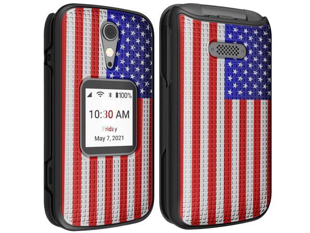USA Flag Grid Case Slim Hard Shell Cover for Lively Jitterbug Flip 2 Phone