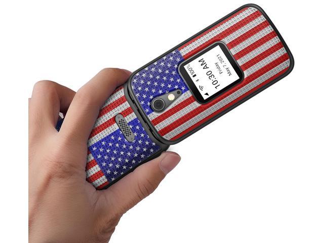 USA Flag Grid Case Slim Hard Shell Cover for Lively Jitterbug Flip 2 Phone