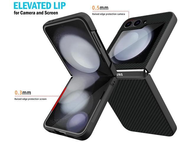 Slim Hard Case for Galaxy Z Flip 7 FE & Z Flip 6 - Black Carbon Fiber Design