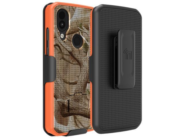 Hunter Orange Camo Tree Case Cover and Belt Clip Holster for CAT S62 PRO Phone