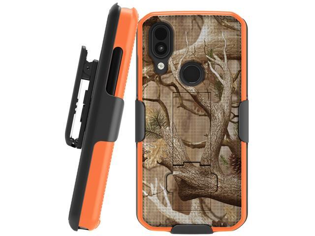 Hunter Orange Camo Tree Case Cover and Belt Clip Holster for CAT S62 PRO Phone