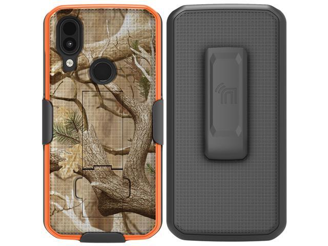 Hunter Orange Camo Tree Case Cover and Belt Clip Holster for CAT S62 PRO Phone