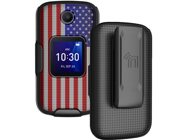 Case and Belt Clip Holster for Alcatel Go Flip 4, TCL FLIP Pro Phone - USA Flag