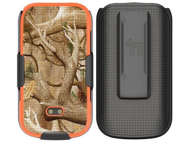Orange Hunter Camo Case and Belt Clip Holster for Sonim XP3 Plus 4G (XP3900)