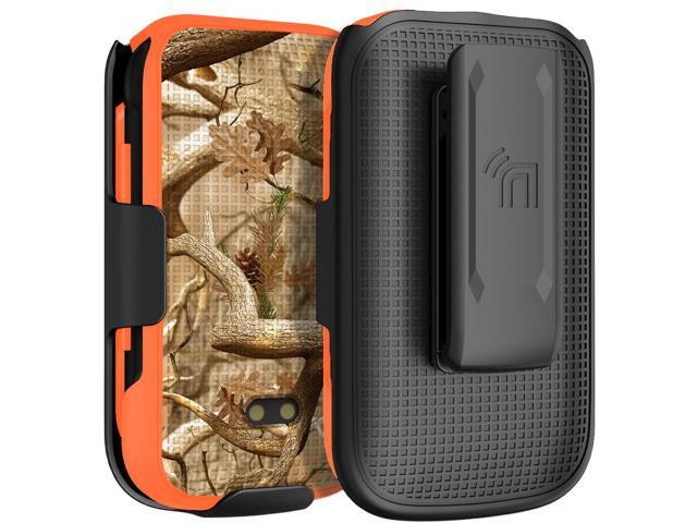 Orange Hunter Camo Case and Belt Clip Holster for Sonim XP3 Plus 4G (XP3900)
