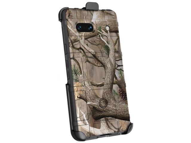 Outdoor Camo Tree Real Woods Case Belt Clip Holster for Google Pixel 7A (2023)