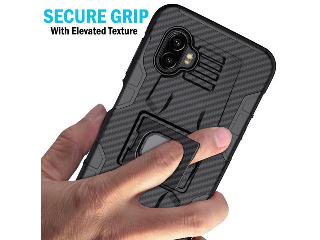 Carbon Fiber Design Case Stand Belt Clip Holster for Samsung Galaxy XCover 6 Pro