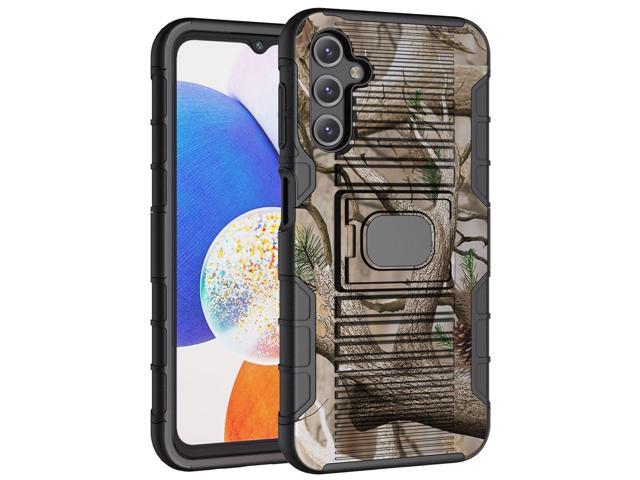 Camo Tree Real Woods Rugged Case with Ring Grip Stand for Samsung Galaxy A14 5G
