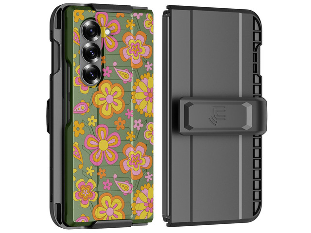 Case and Holster with S Pen Slot for Samsung Galaxy Z Fold 6 - Retro Flowers