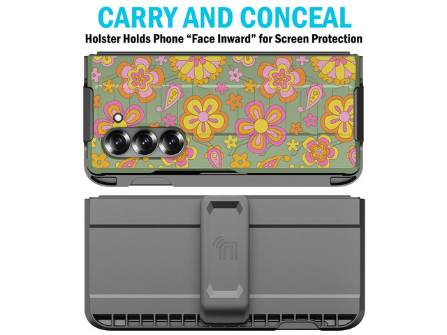 Case and Holster with S Pen Slot for Samsung Galaxy Z Fold 6 - Retro Flowers