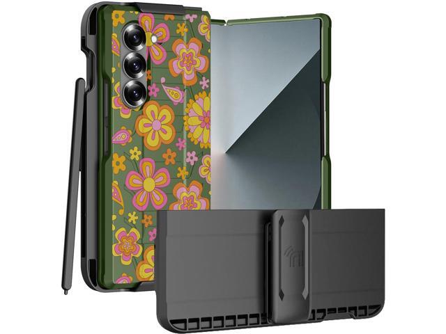 Case and Holster with S Pen Slot for Samsung Galaxy Z Fold 6 - Retro Flowers