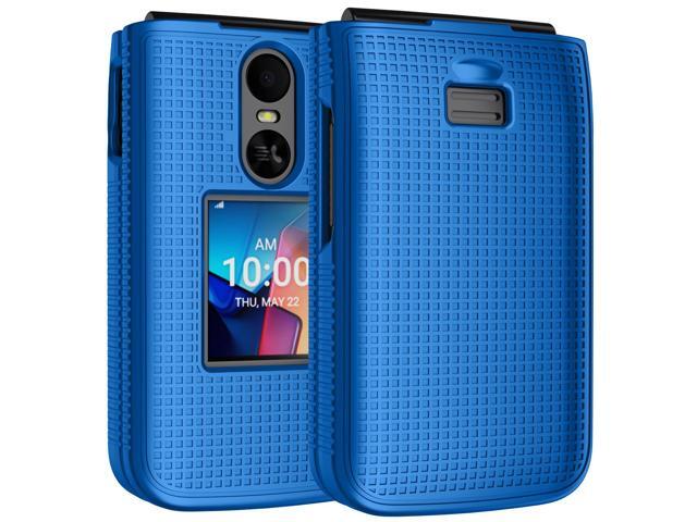 Grid Texture Hard Case Cover for TCL Flip 4 Phone - Cobalt Blue