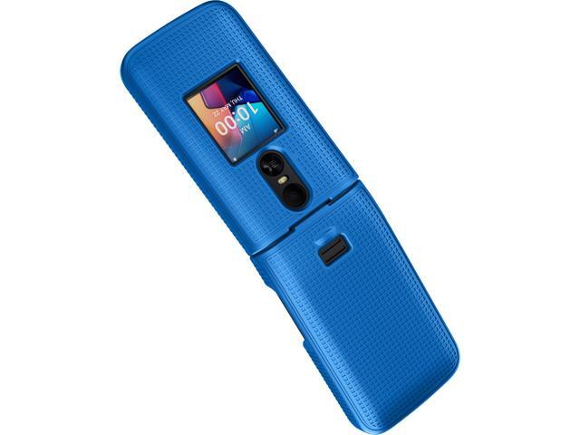 Grid Texture Hard Case Cover for TCL Flip 4 Phone - Cobalt Blue