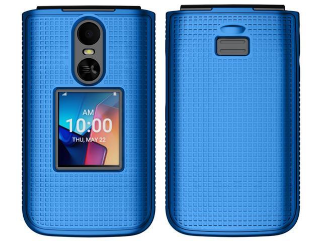 Grid Texture Hard Case Cover for TCL Flip 4 Phone - Cobalt Blue